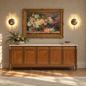 Large Louis XVI-style Sideboard With Carrara Marble Top