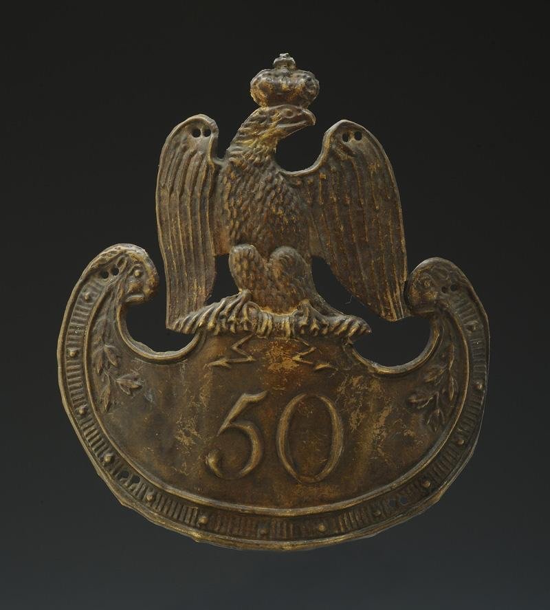 Plaque De Shako Du 50ème Régiment De Fusiliers d'Infanterie De Ligne, Type 1812, Premier Empire