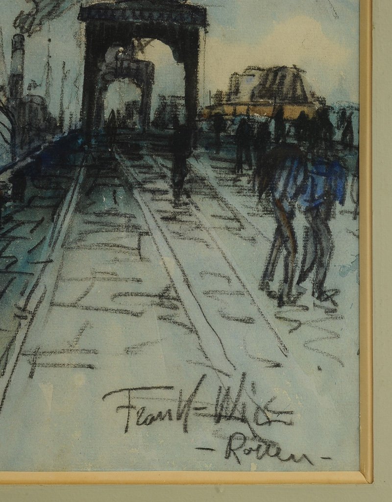 Frank William Boggs (frank Will) : 1900 - 1951 Aquarelle Original Le Port De Rouen-photo-2