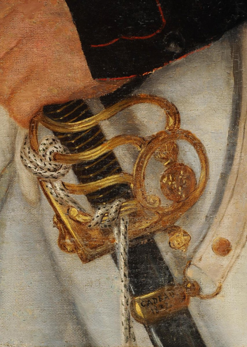 Gift René - Captain Of Cuirassiers, Restoration: Oil On Canvas. 32203-photo-4