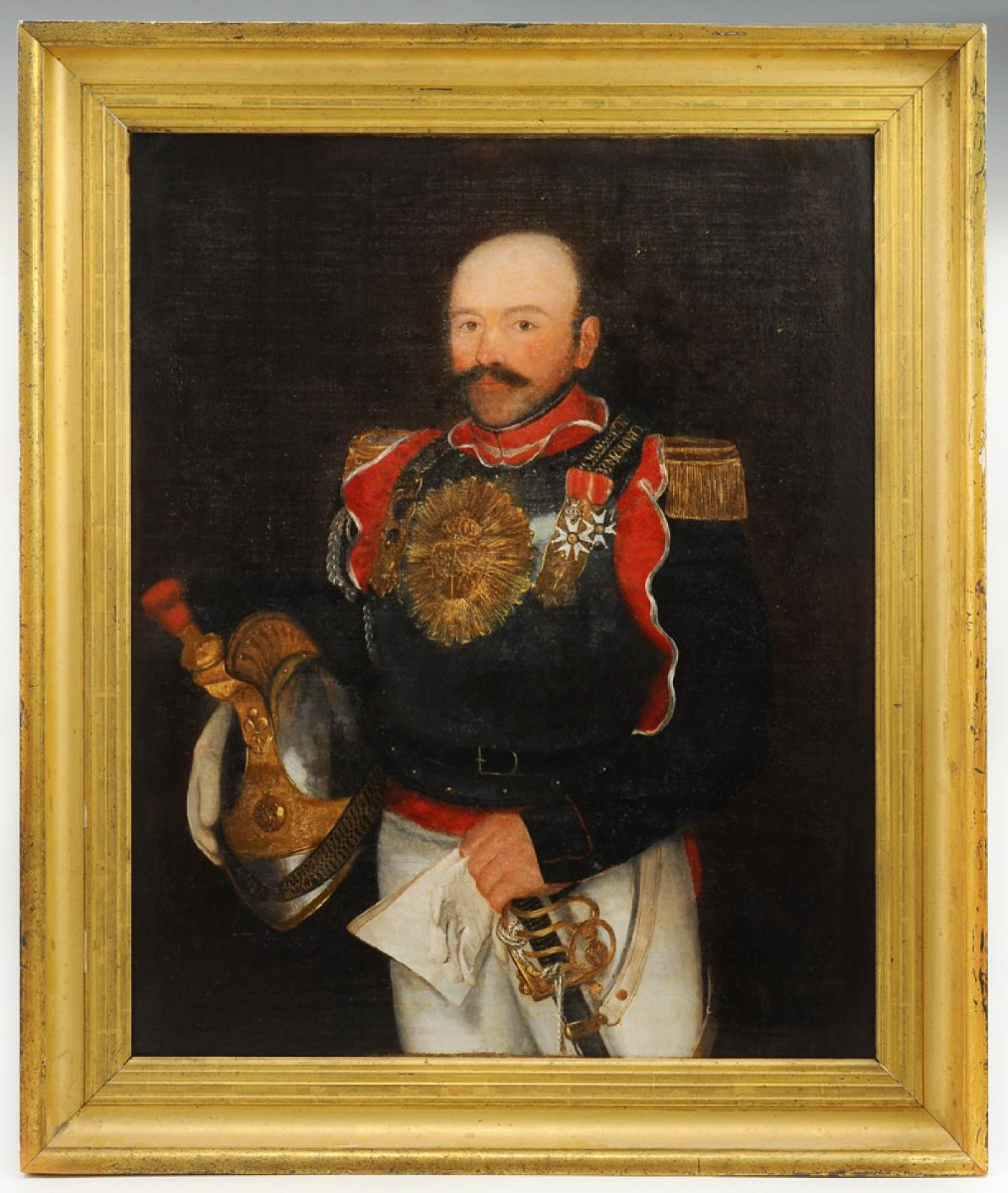 Gift René - Captain Of Cuirassiers, Restoration: Oil On Canvas. 32203