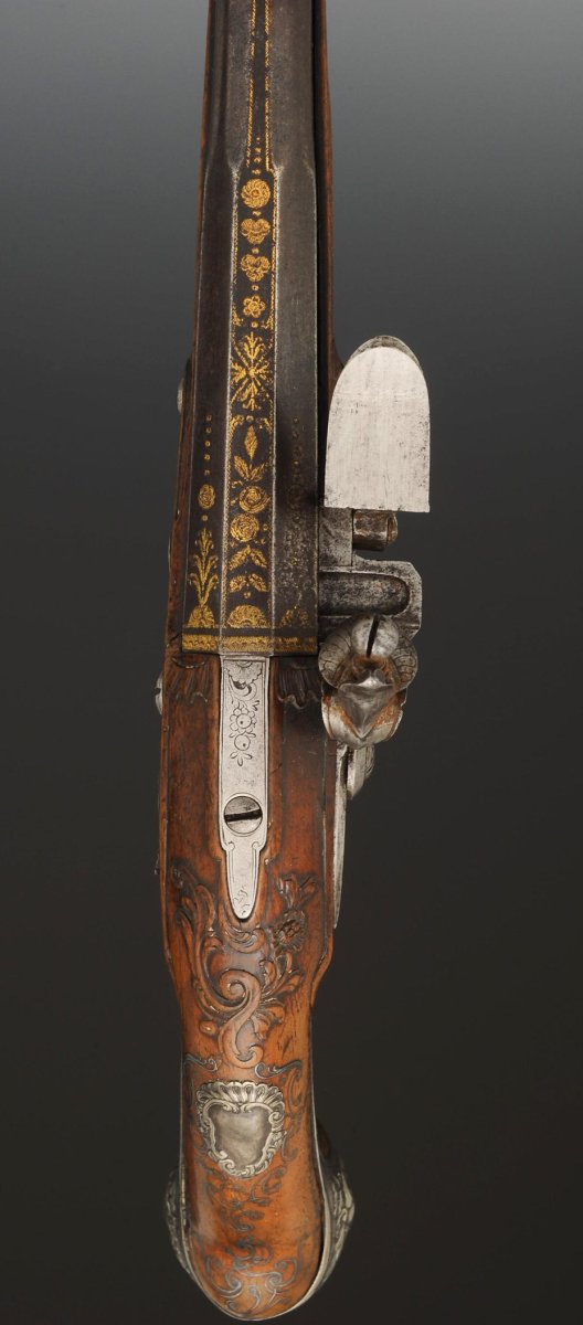 PAIRE DE PISTOLETS D'OFFICIER DES GARDES DU CORPS MAISON MILITAIRE DU ROI, Ancienne Monarchie-photo-5