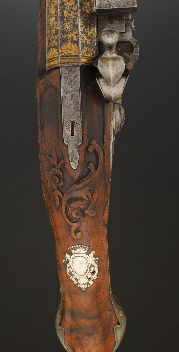 PAIRE DE PISTOLETS À SILEX SIGNÉS POITEVIN À ANGOULÊME, Ancienne Monarchie, vers 1745.-photo-4