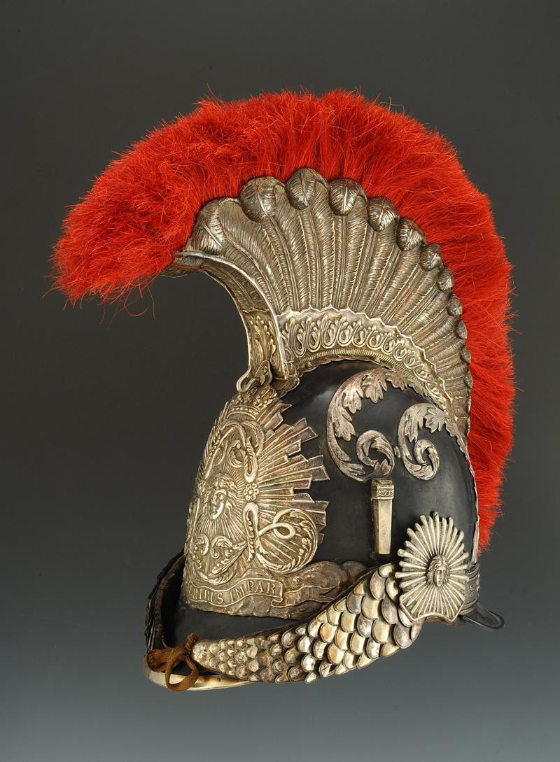 CASQUE DE TROMPETTE DES GARDES DU CORPS DU ROI, premier modèle 1814, Restauration. 