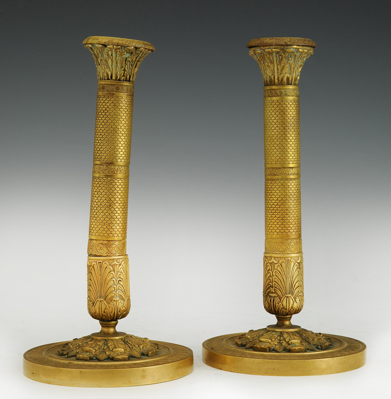 Paire de Bougeoirs en bronze doré 1er Empire