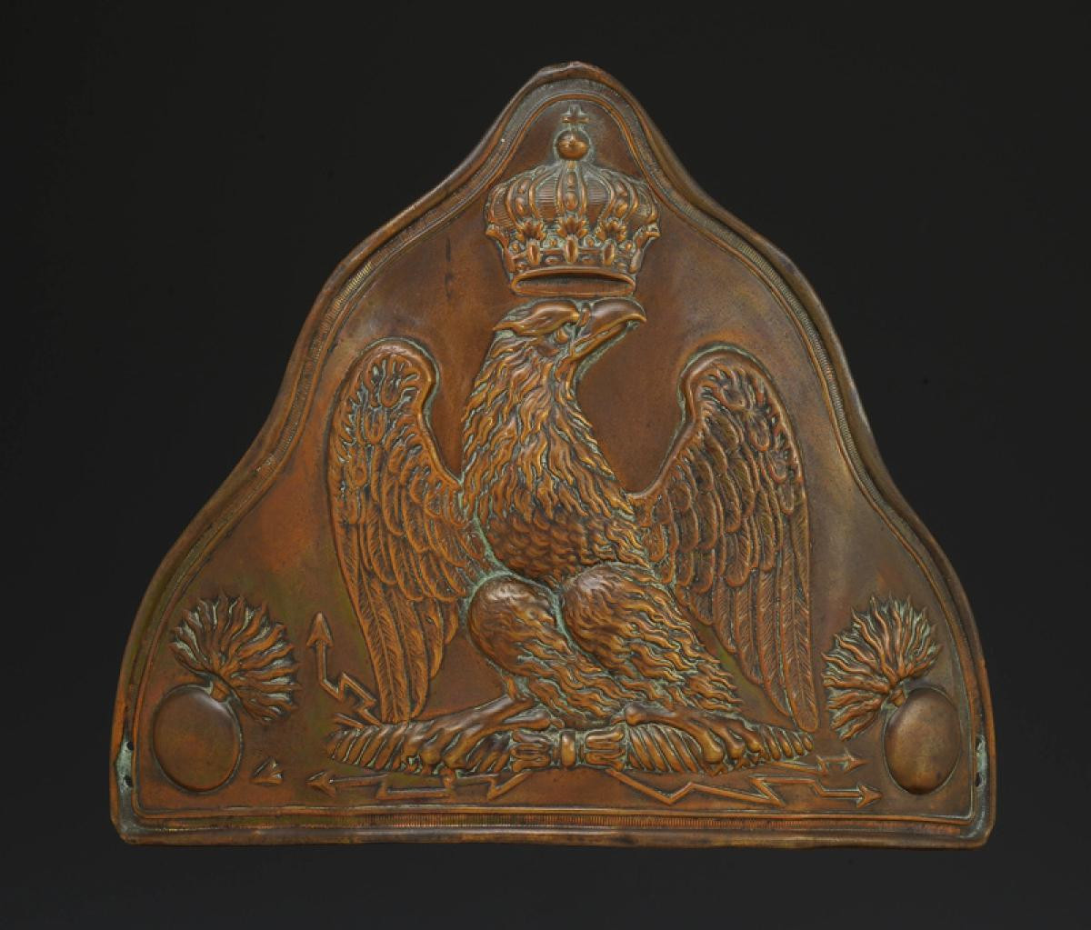 PLAQUE DE BONNET À POILS DES GRENADIERS À PIED DE LA GARDE IMPÉRIALE, 1809, Premier Empire