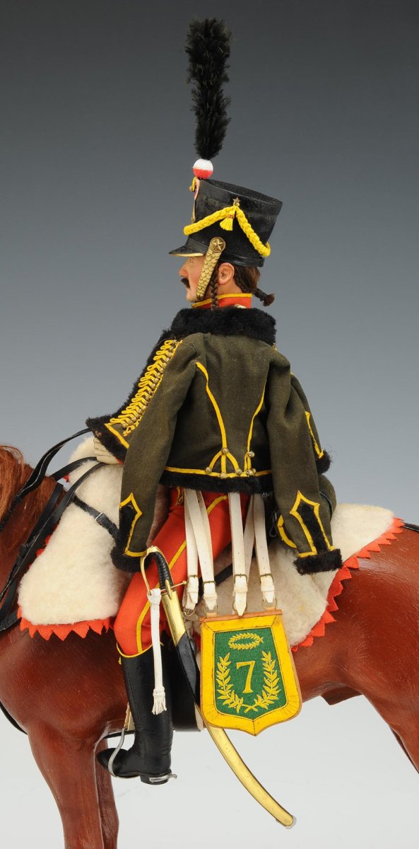 LEPELTIER DANIEL : MANNEQUIN MINIATURE À CHEVAL  UN HUSSARD DU 7ème RÉGIMENT Premier Empire-photo-4