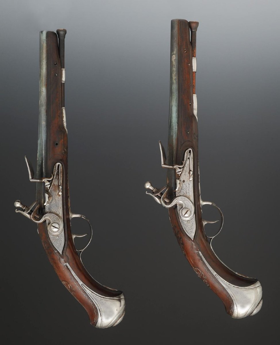 Pair Of Officer's Saddle Pistols, Old Monarchy, Reign Of Louis XVI, Circa 1760. 34641-photo-4