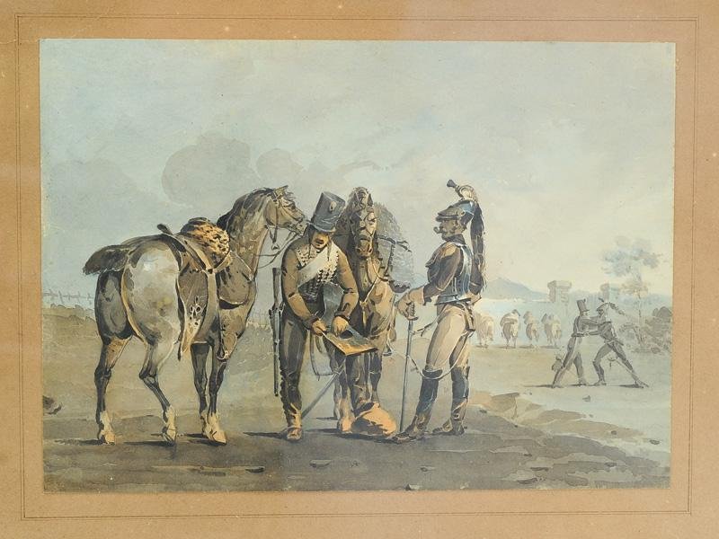 Jolly Colonel Louis-claude: Original Gouaches, Military Scenes Of The First Empire-photo-3