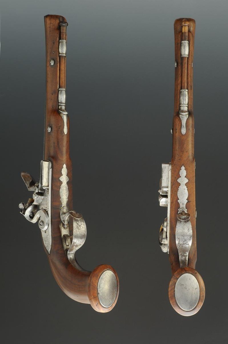 Pair Of Officer's Flintlock Pistols From The Versailles Manufacture, Signed: Nicolas Boutet-photo-4