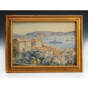 Edouard Boursin Pair Of Watercolors The Provençal Coast