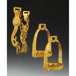 MORS DE BRIDE ET PAIRE D'ÉTRIERS ATTRIBUÉS AU MARÉCHAL MONCEY, Premier Empire. 