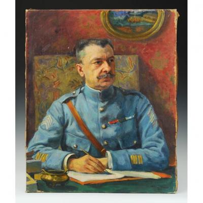 Jean Plumet, Portrait d'Un Colonel d'Infanterie 1920 : Huile Sur Toile, Première Guerre