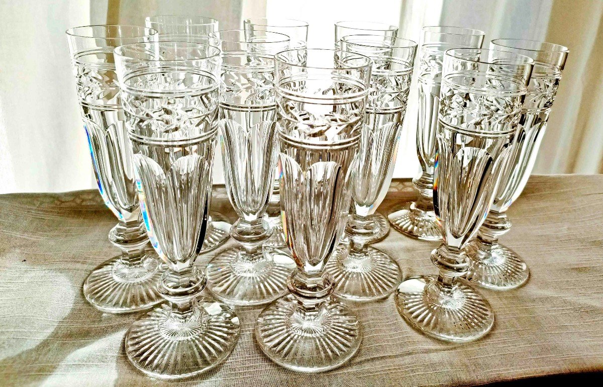 11 Flûtes à Champagne Baccarat, Modèle Jonzac-photo-1