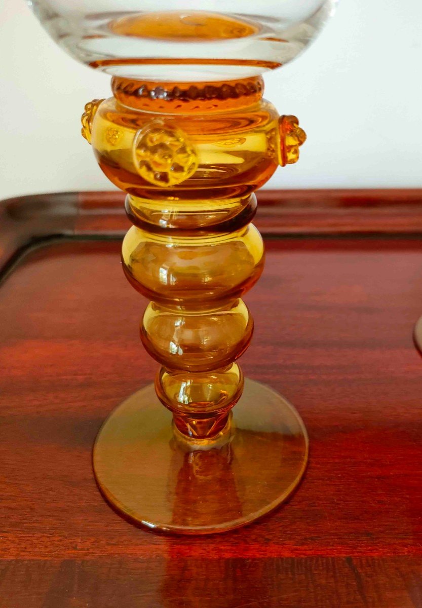 6 Wine Glasses, Roemer, Amber Feet-photo-3