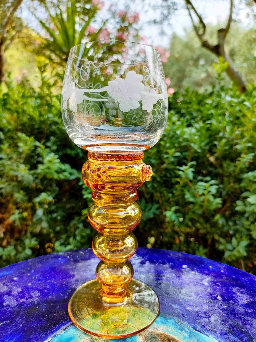 6 Wine Glasses, Roemer, Amber Feet-photo-1