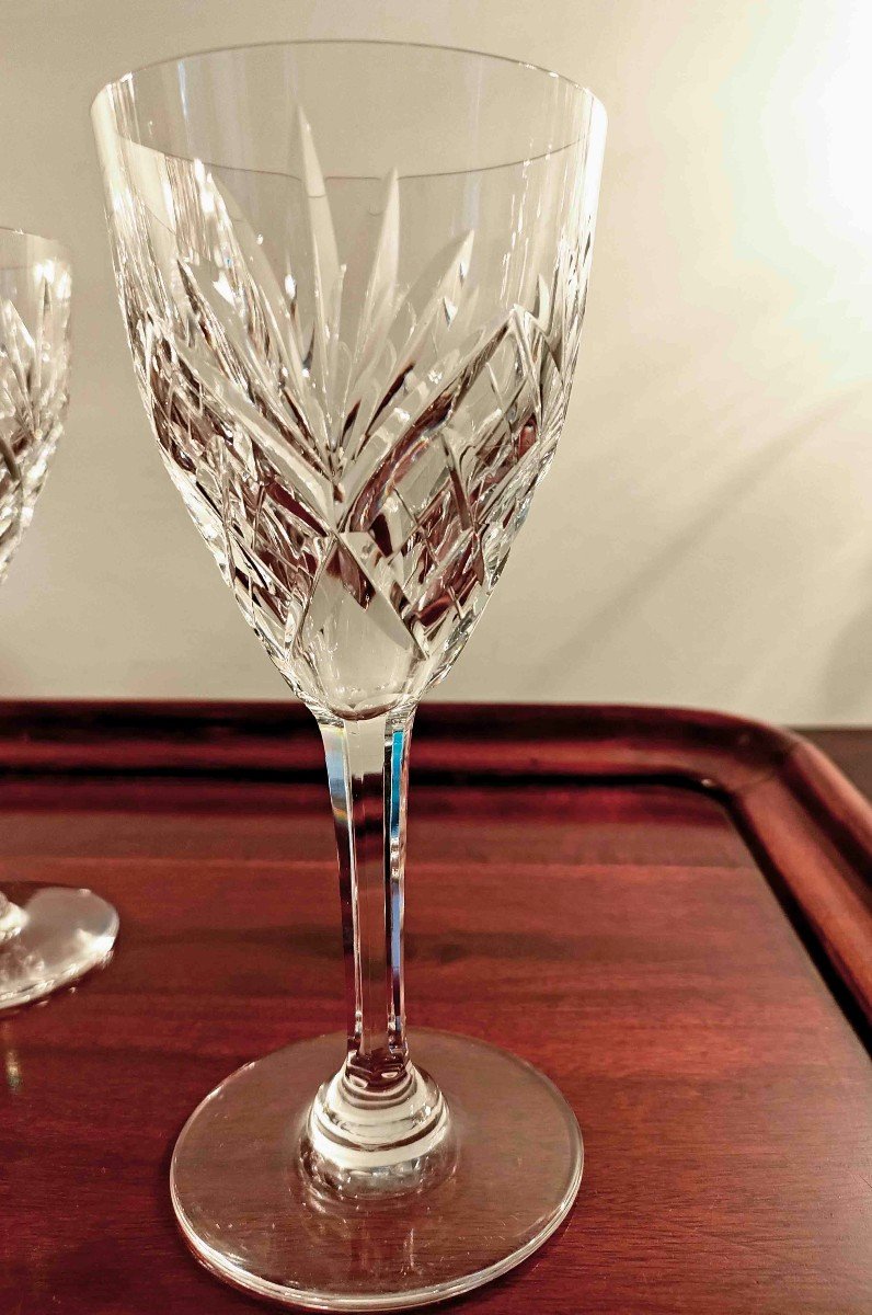 8 Saint Louis Glasses, Chantilly Model For Water Or Wine-photo-2