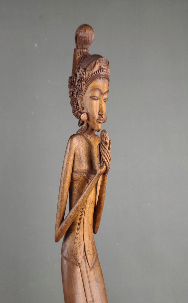 Indonésie, Bali, Statue En Bois Vers 1950