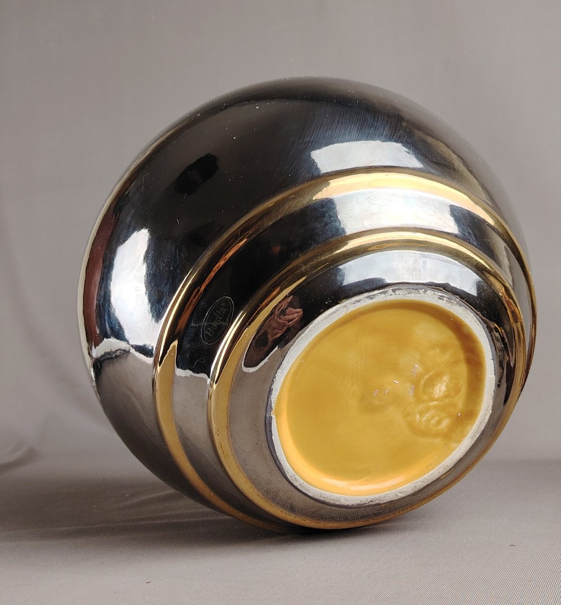 Espagne Bondia, Vase en porcelaine argenté doré Vers 1980-photo-2