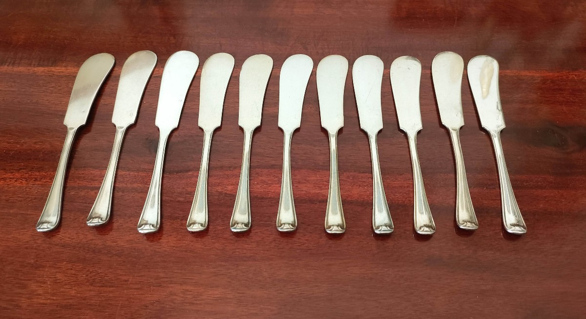 11 Spreaders In Silver Goldsmith Emile Puiforcat Rat Tail Model-photo-1