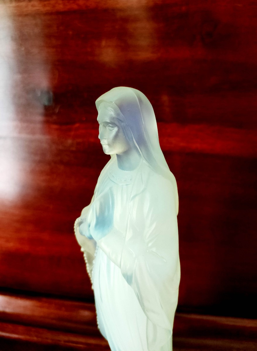 Vierge En Verre Opalescent, Etling,  époque  Art Déco-photo-2