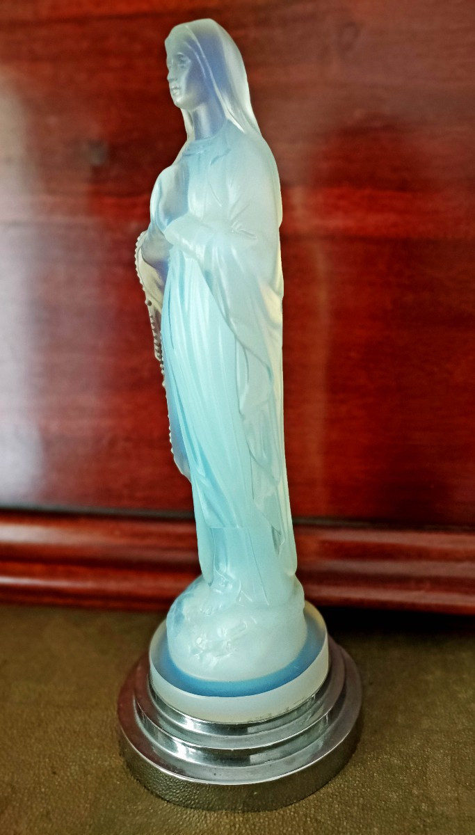 Vierge En Verre Opalescent, Etling,  époque  Art Déco