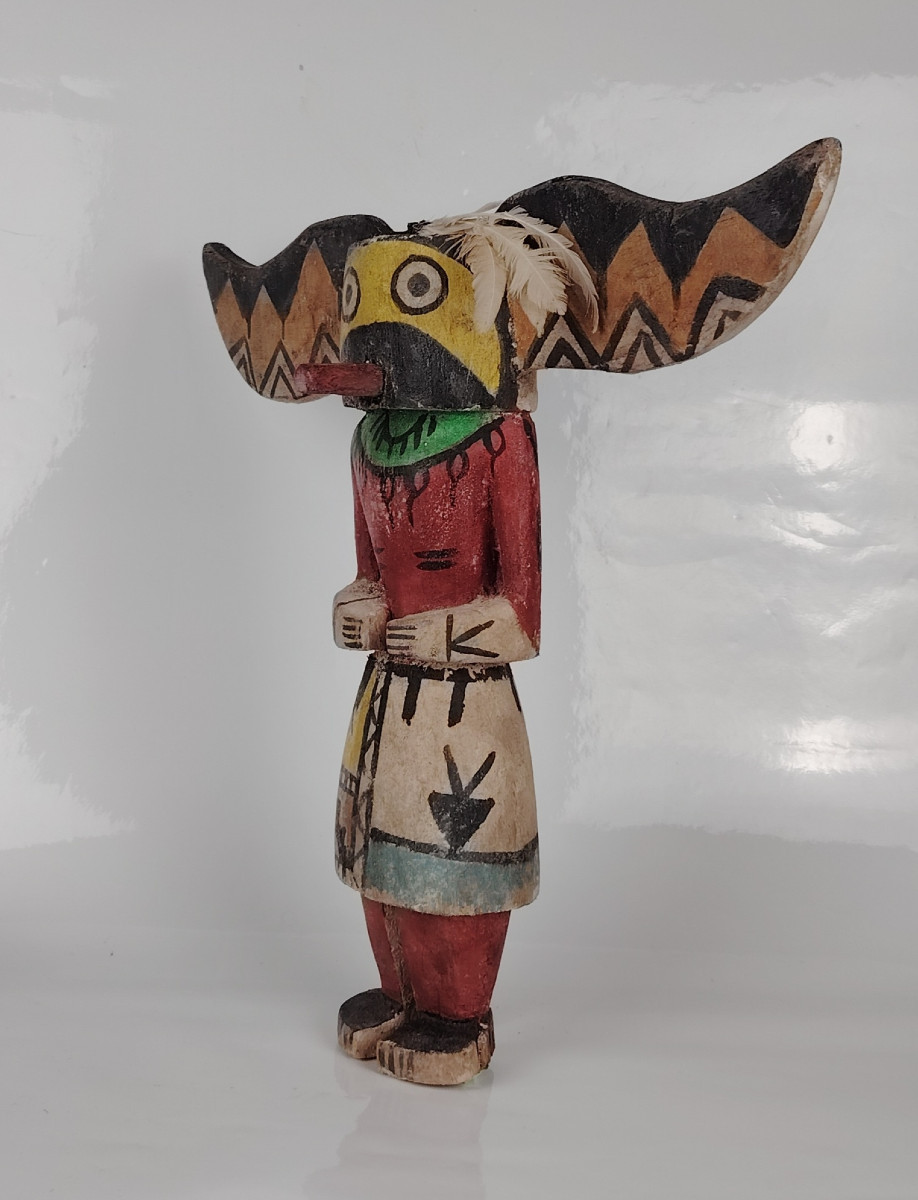 Hopi "horned Crow Mother" Kachina Doll Circa 1930-1960-photo-3