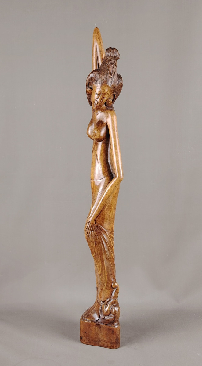 Indonésie, Bali, Statue en bois vers 1960-photo-2
