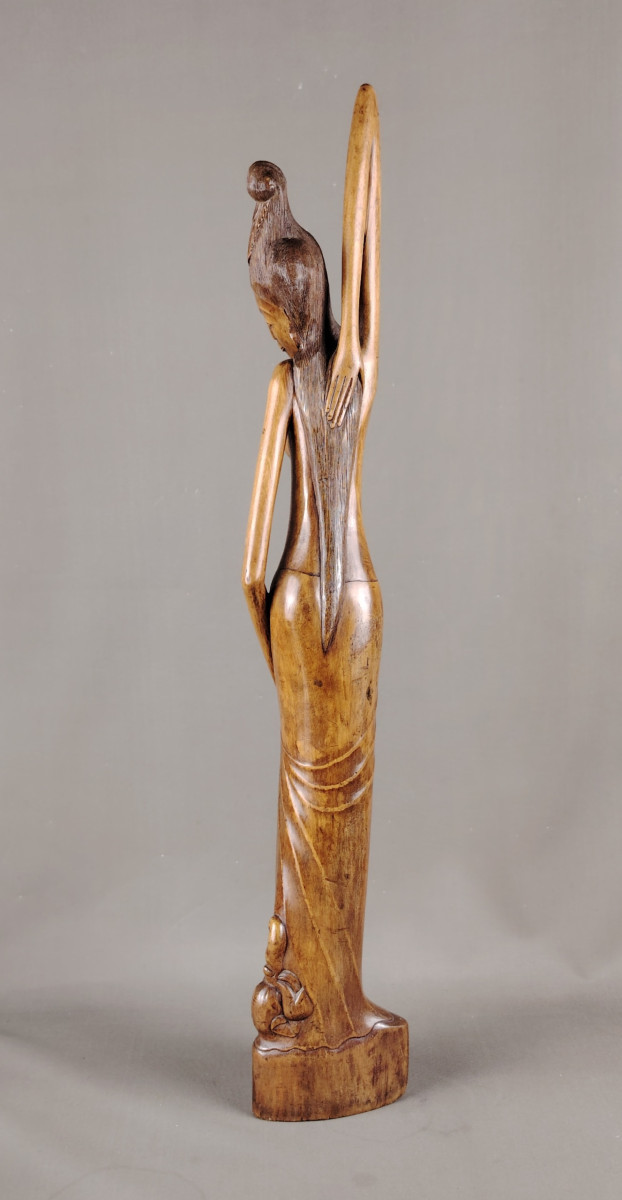 Indonésie, Bali, Statue en bois vers 1960-photo-3