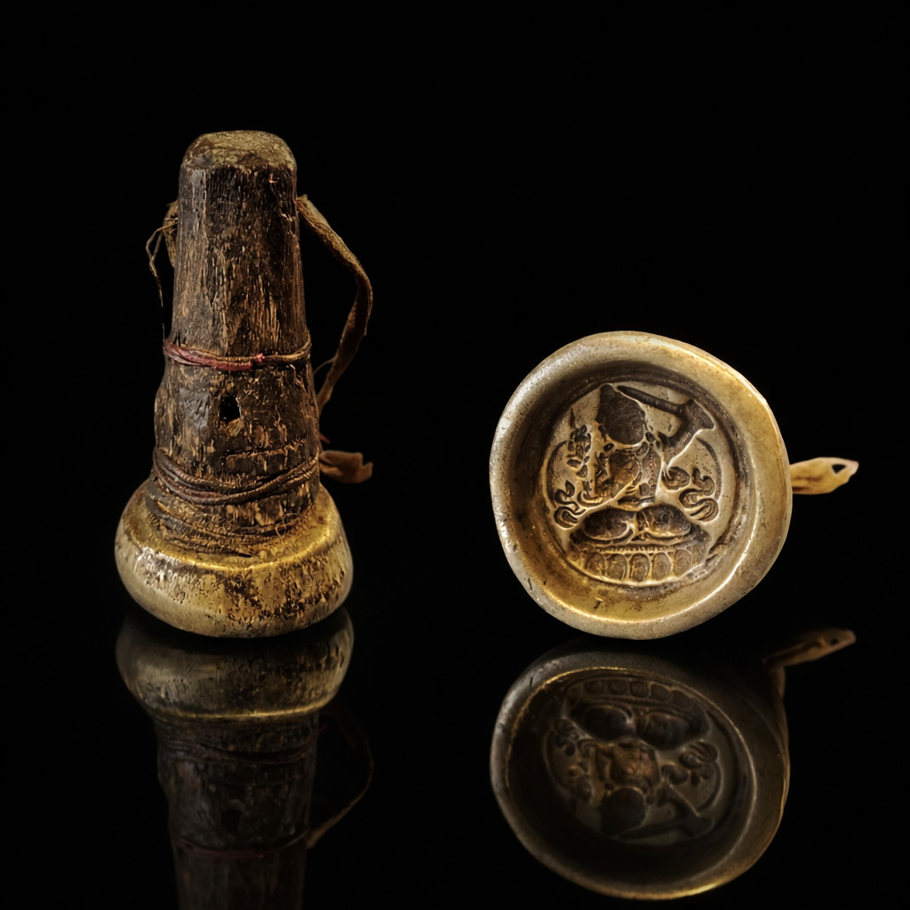 Tibet 17th-18th Century, Bronze Tsa Tsa Mold Depicting Manu