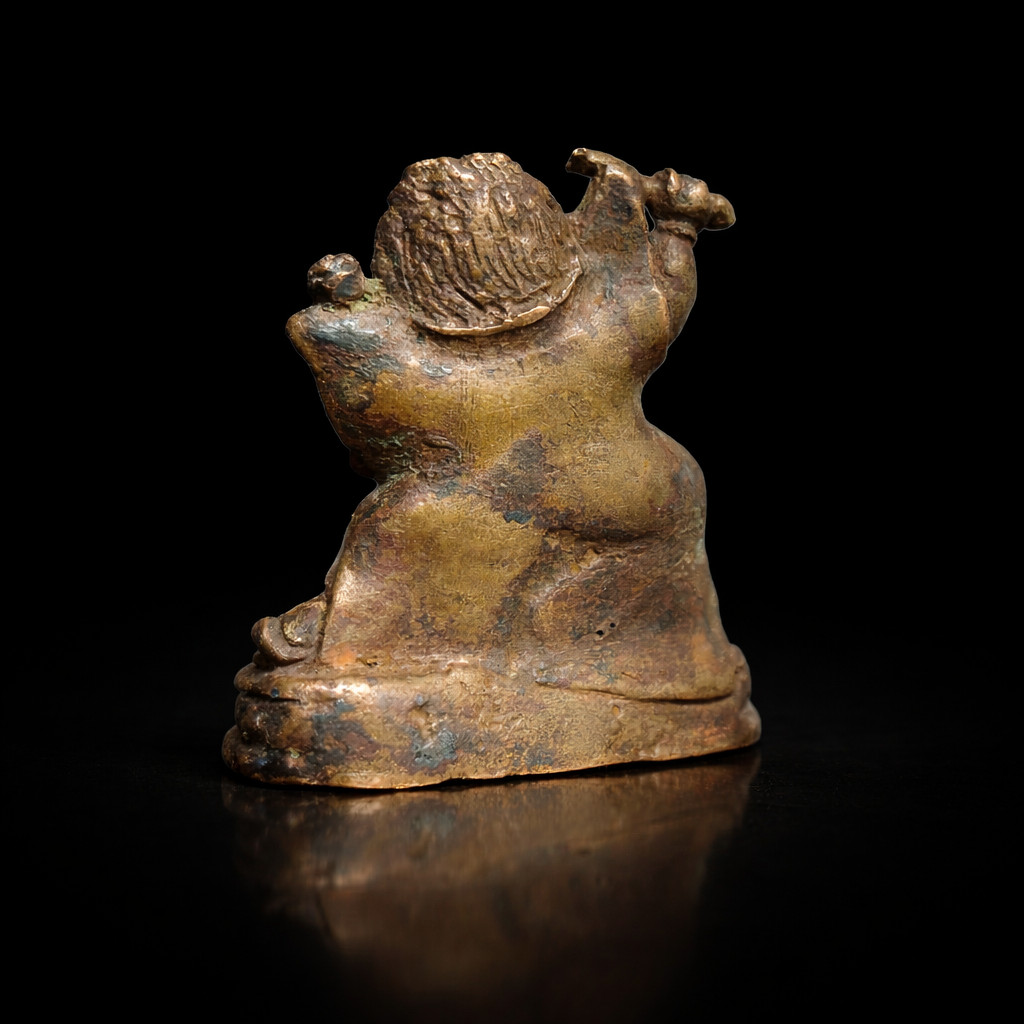 Tibet, 17th-18th Century, Miniature Copper Statuette Of Begtse-photo-3