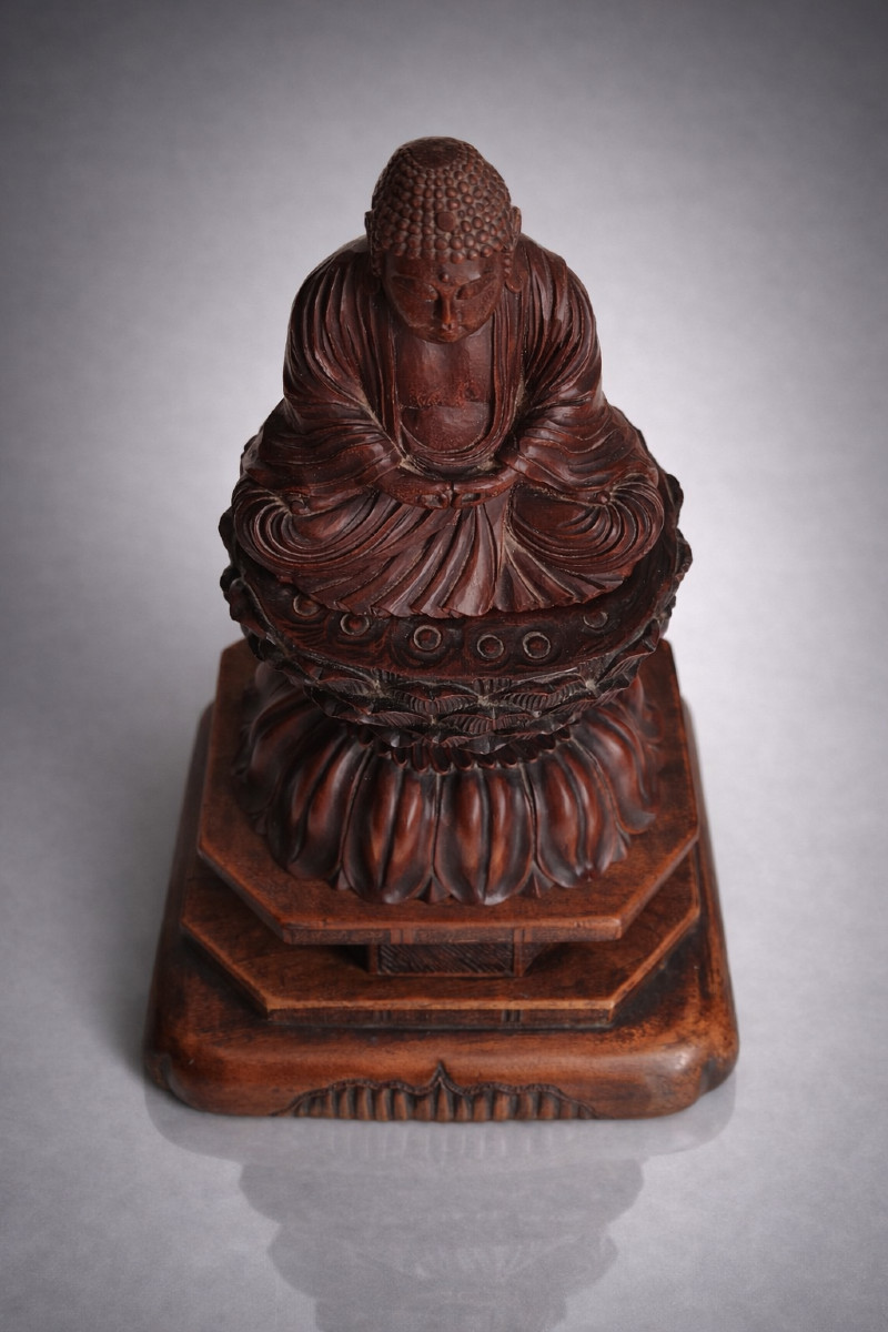 Bouddha Amida en bois, Japon 18-19eme, période Edo -photo-1