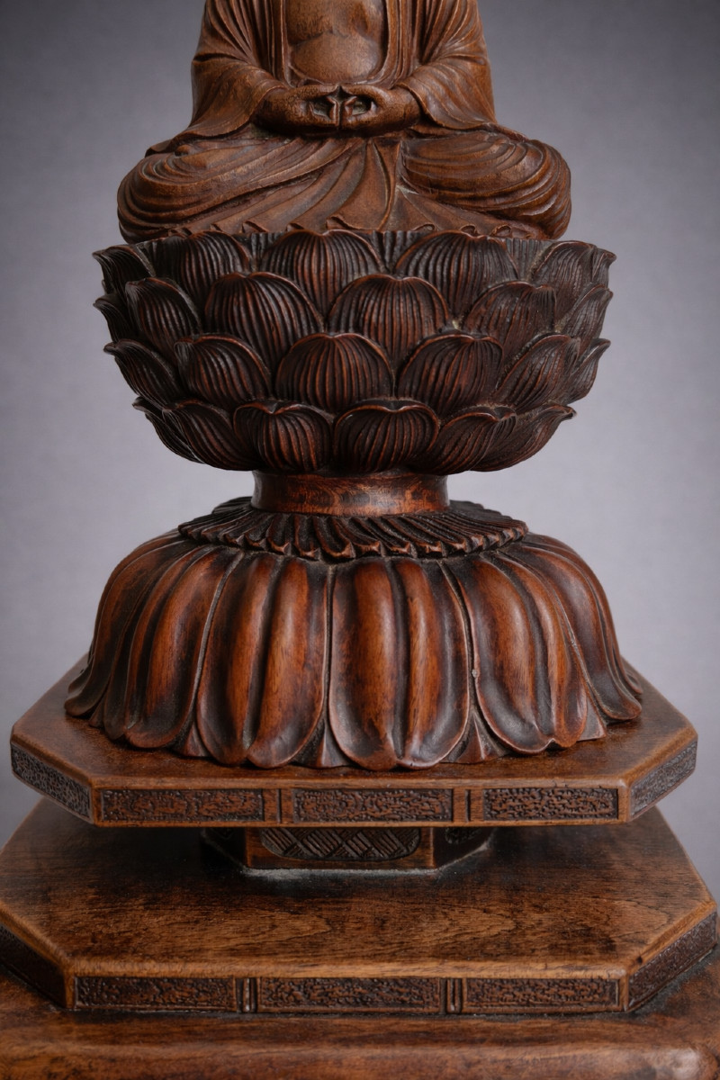 Bouddha Amida en bois, Japon 18-19eme, période Edo -photo-2