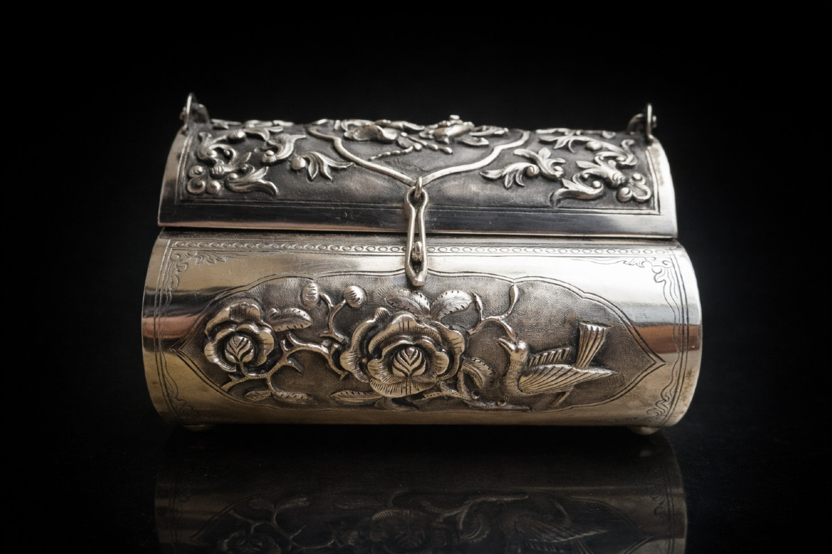 Boite en argent à décor de poissons, Chine 19-20 ème -photo-3