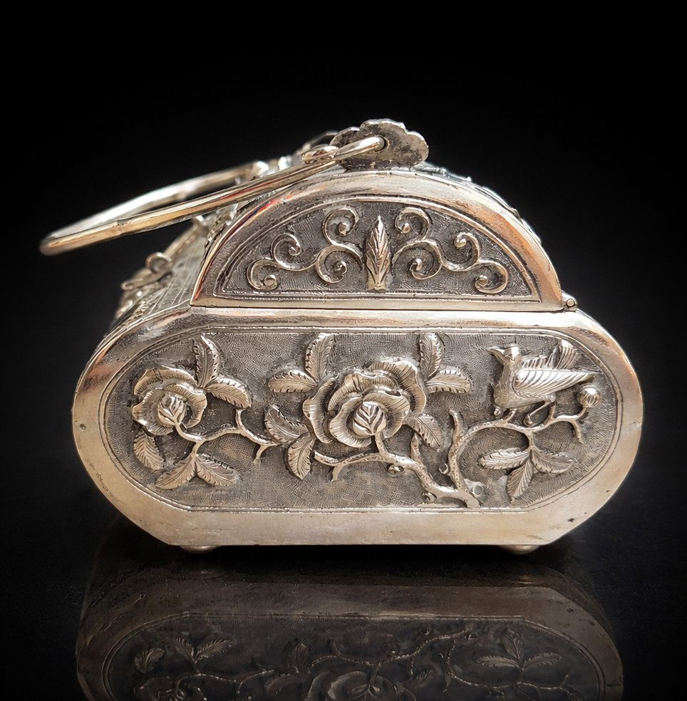 Boite en argent à décor de poissons, Chine 19-20 ème -photo-2