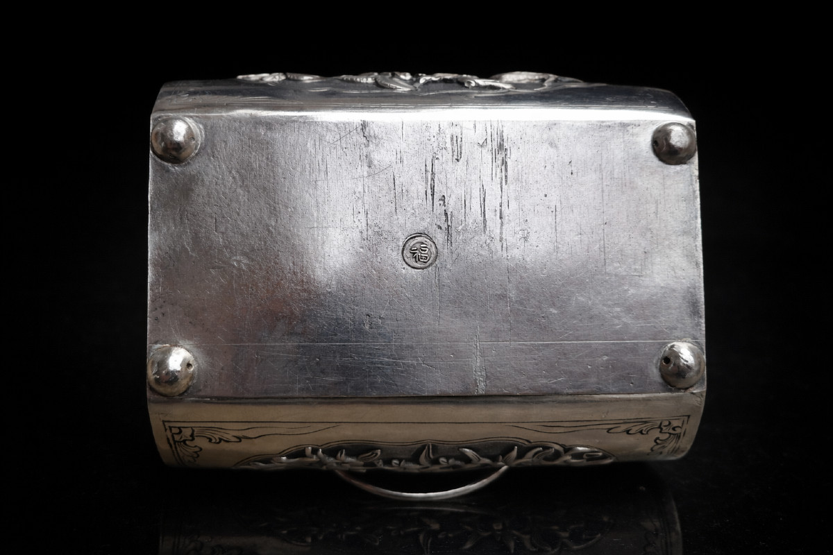 Boite en argent à décor de poissons, Chine 19-20 ème -photo-3