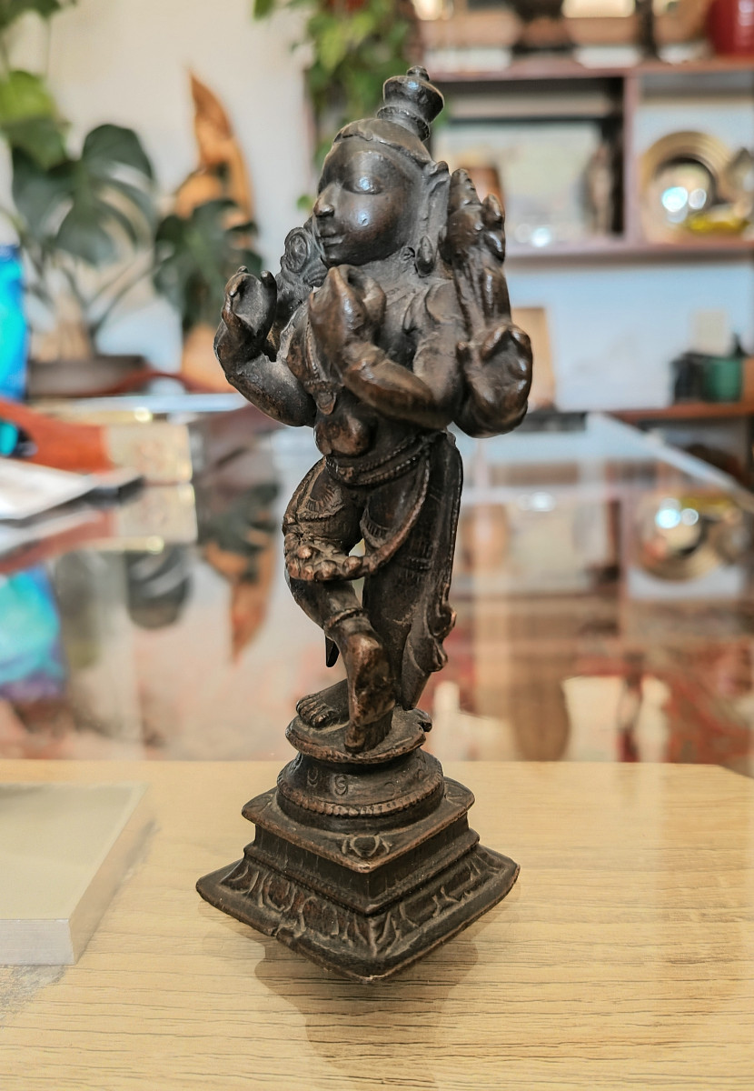 Bronze représentant Krishna, Inde 18-19ème  siècle -photo-3