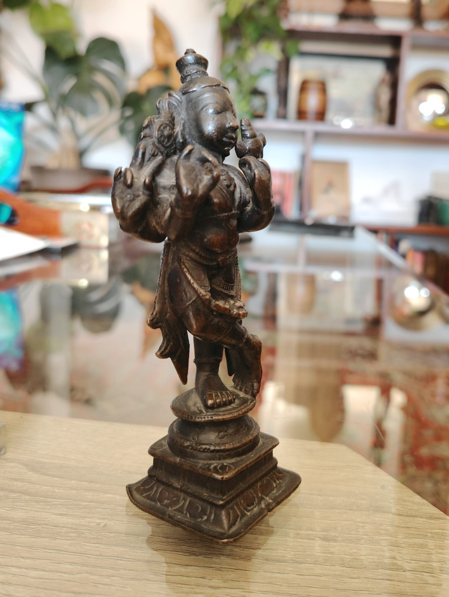 Bronze représentant Krishna, Inde 18-19ème  siècle -photo-4