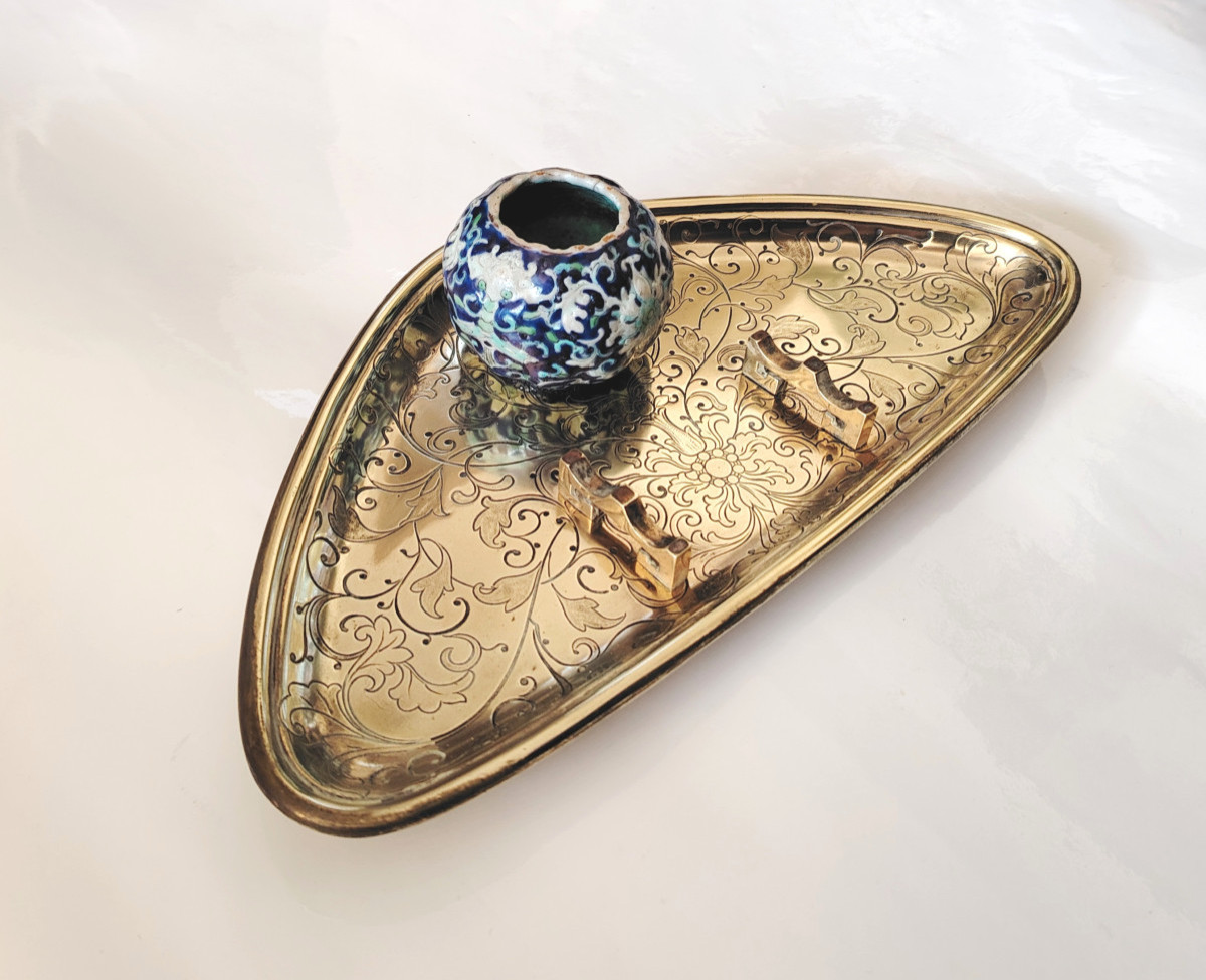 Cardeilhac, encrier porte plume modèle chinois 19-20ème 