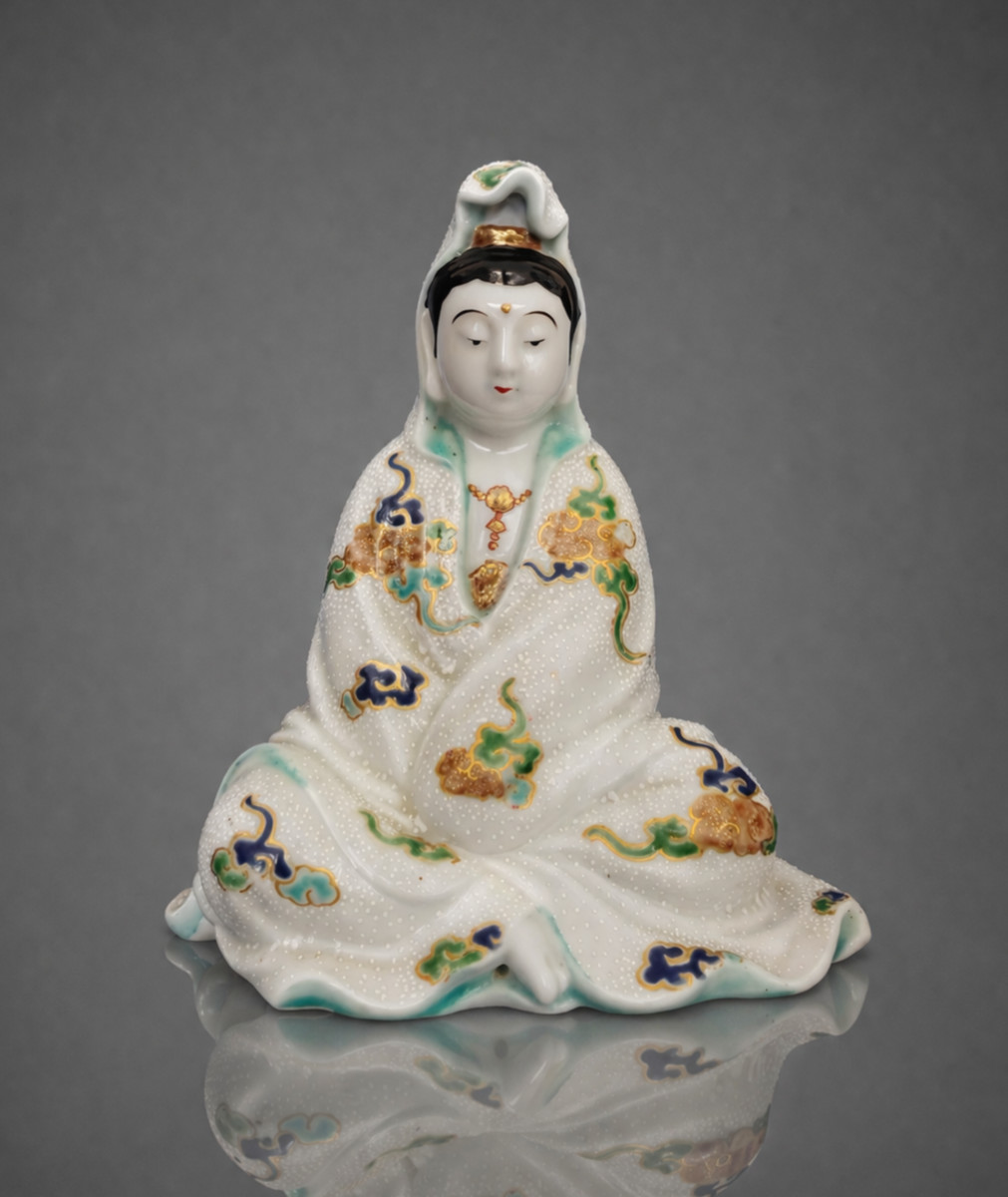 Sujet en porcelaine Kutani représentant Kannon, Japon vers 1900