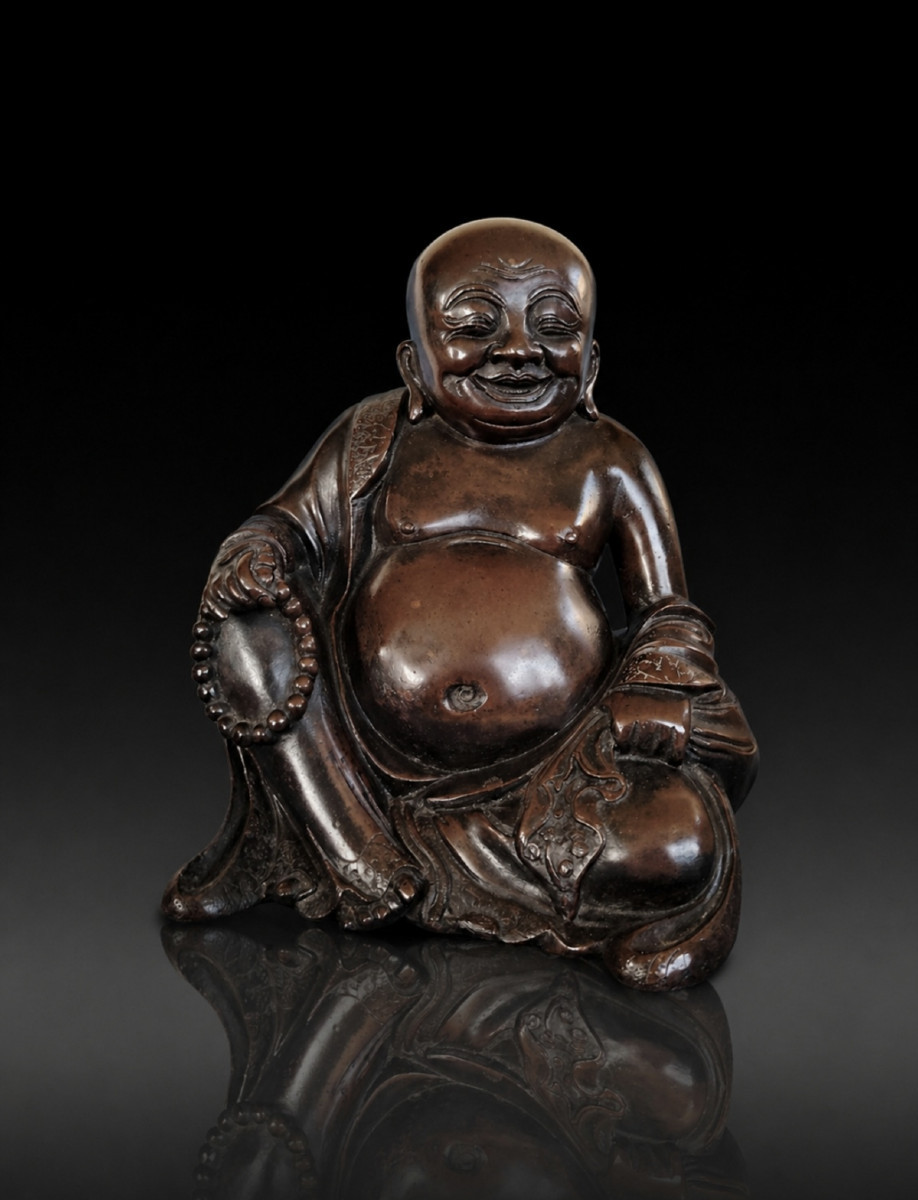 Chine 16-17ème, Bronze représentant Budai 