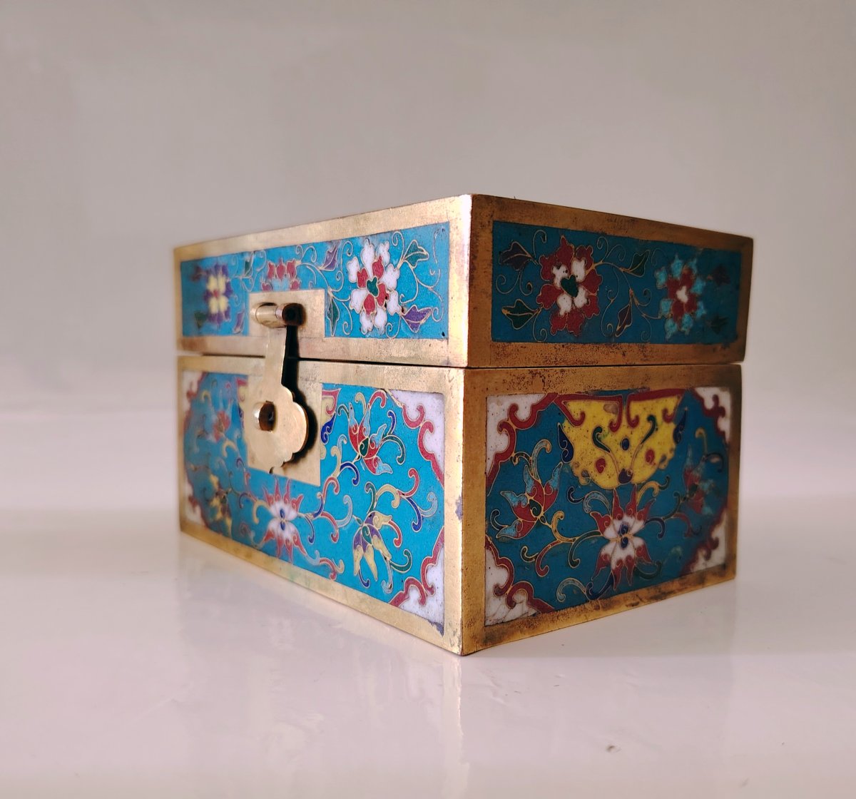 Coffret à bijoux en bronze cloisonné, chine 19-20ème -photo-3
