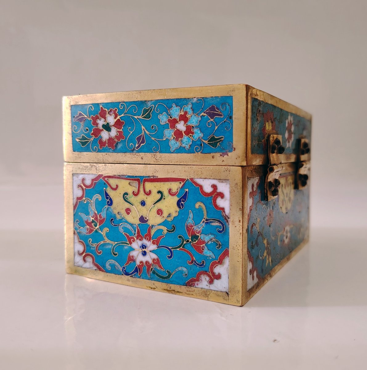 Coffret à bijoux en bronze cloisonné, chine 19-20ème -photo-4