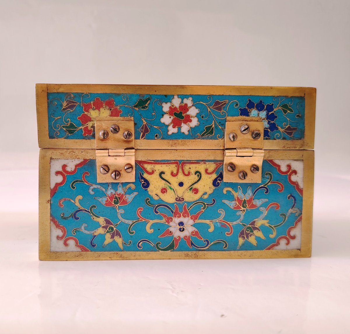 Coffret à bijoux en bronze cloisonné, chine 19-20ème -photo-1