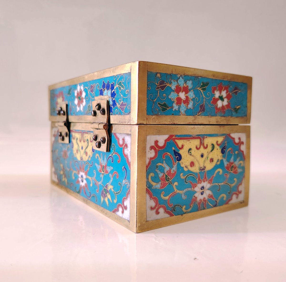 Coffret à bijoux en bronze cloisonné, chine 19-20ème -photo-3