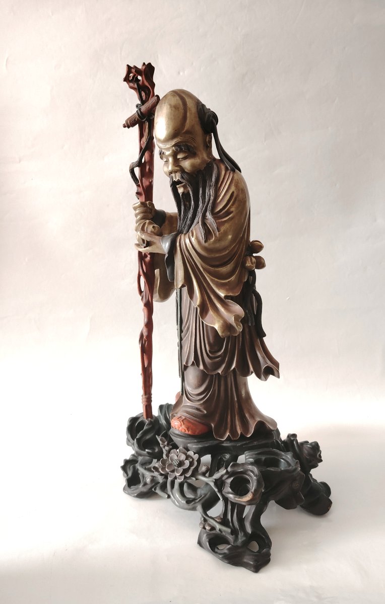 Laque de Fuzhou représentant Shoulao, fin 19ème -photo-2