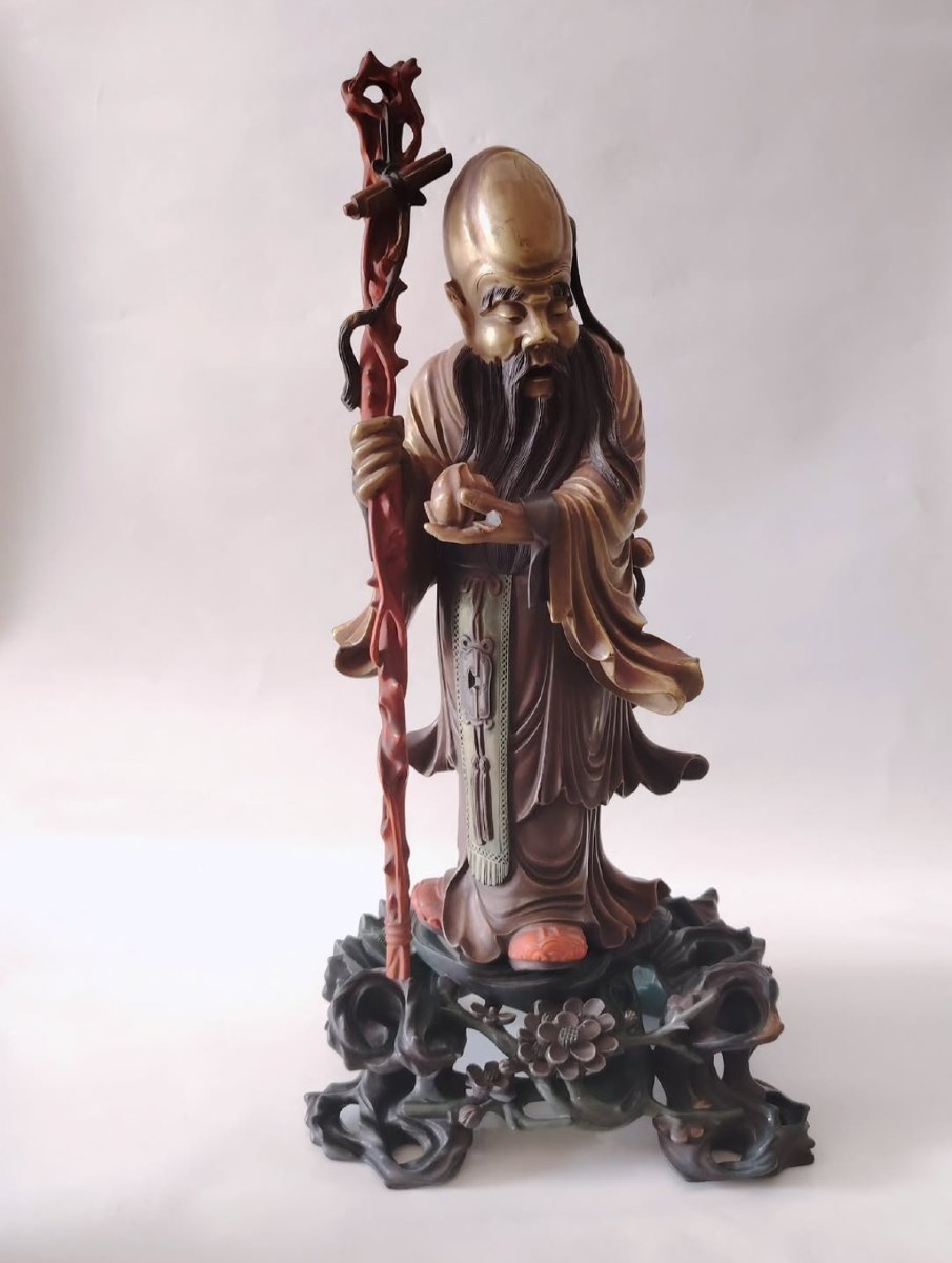 Laque de Fuzhou représentant Shoulao, fin 19ème 