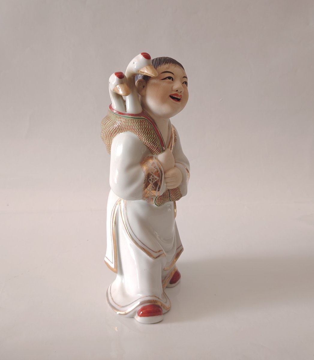 Porcelaine de Jingdezhen vers 1970, Enfant aux oies-photo-3