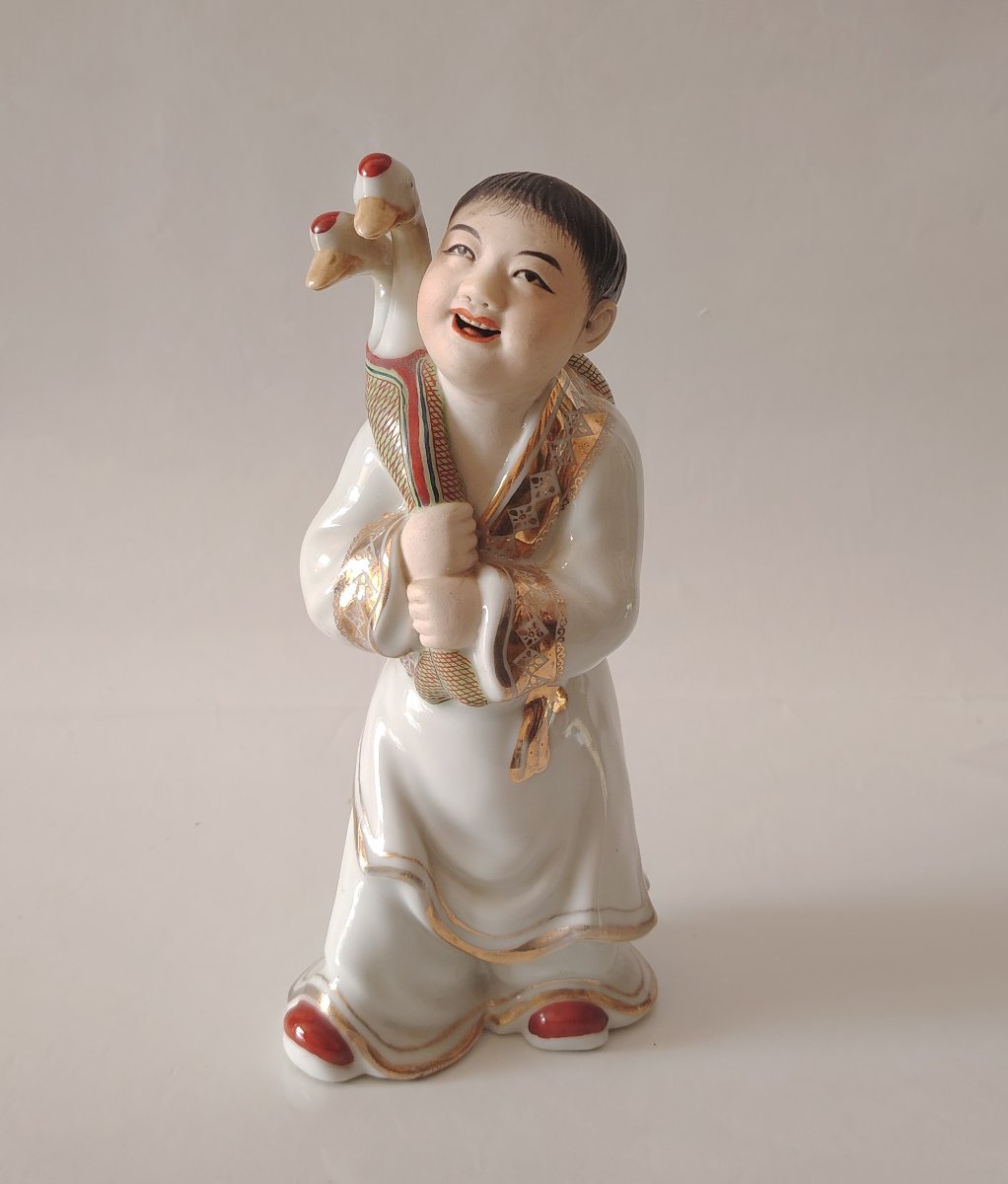 Porcelaine de Jingdezhen vers 1970, Enfant aux oies