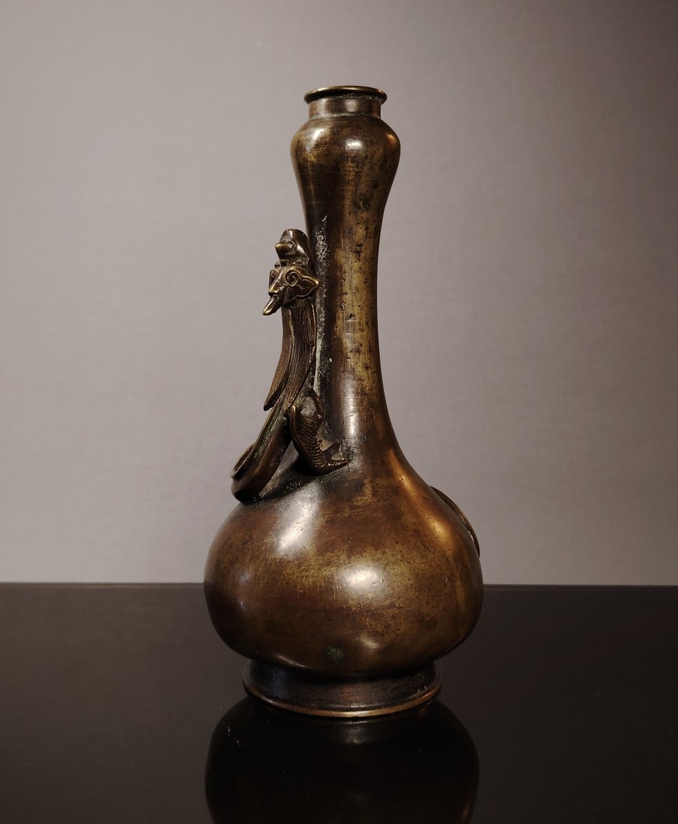 Vase bouteille en bronze, Chine 17ème -photo-3